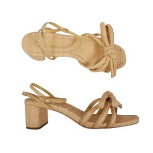 Loeffler Randall Mikel Natural Bow Mid−Heel Sandal Sz 8